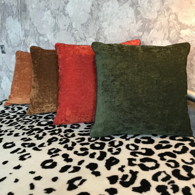Green Moss Pillow Cover Green Chenille Pillow Dark Khaki Etsy