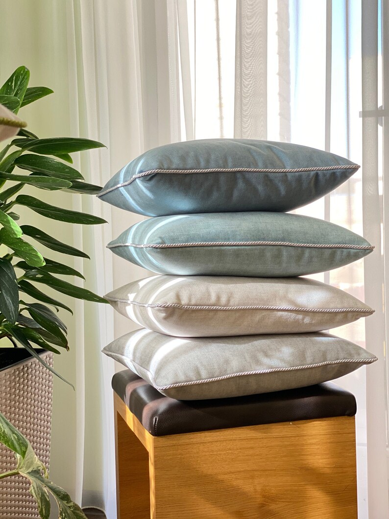 Thick Turquoise Textured Velvet Pillow Cover Denim Blue Etsy