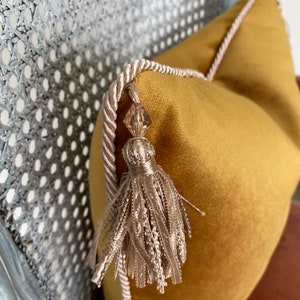 Royal Gold Pillow Cover with Tassels, Royal Knitted Velvet Pillow Cover, Gold Velvet Pillow, 14x14, 16x16, 18x18, 20x20