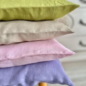 Washed Linen Pillowcase: Soft Breathable Natural Fiber Cover, 35x35, 50x50, 55x55, 60x60 image 3