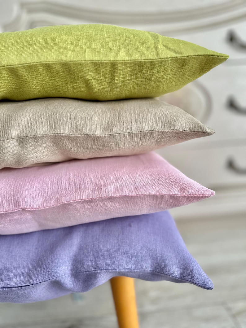 Washed Linen Pillowcase: Soft Breathable Natural Fiber Cover, 35x35, 50x50, 55x55, 60x60 image 3
