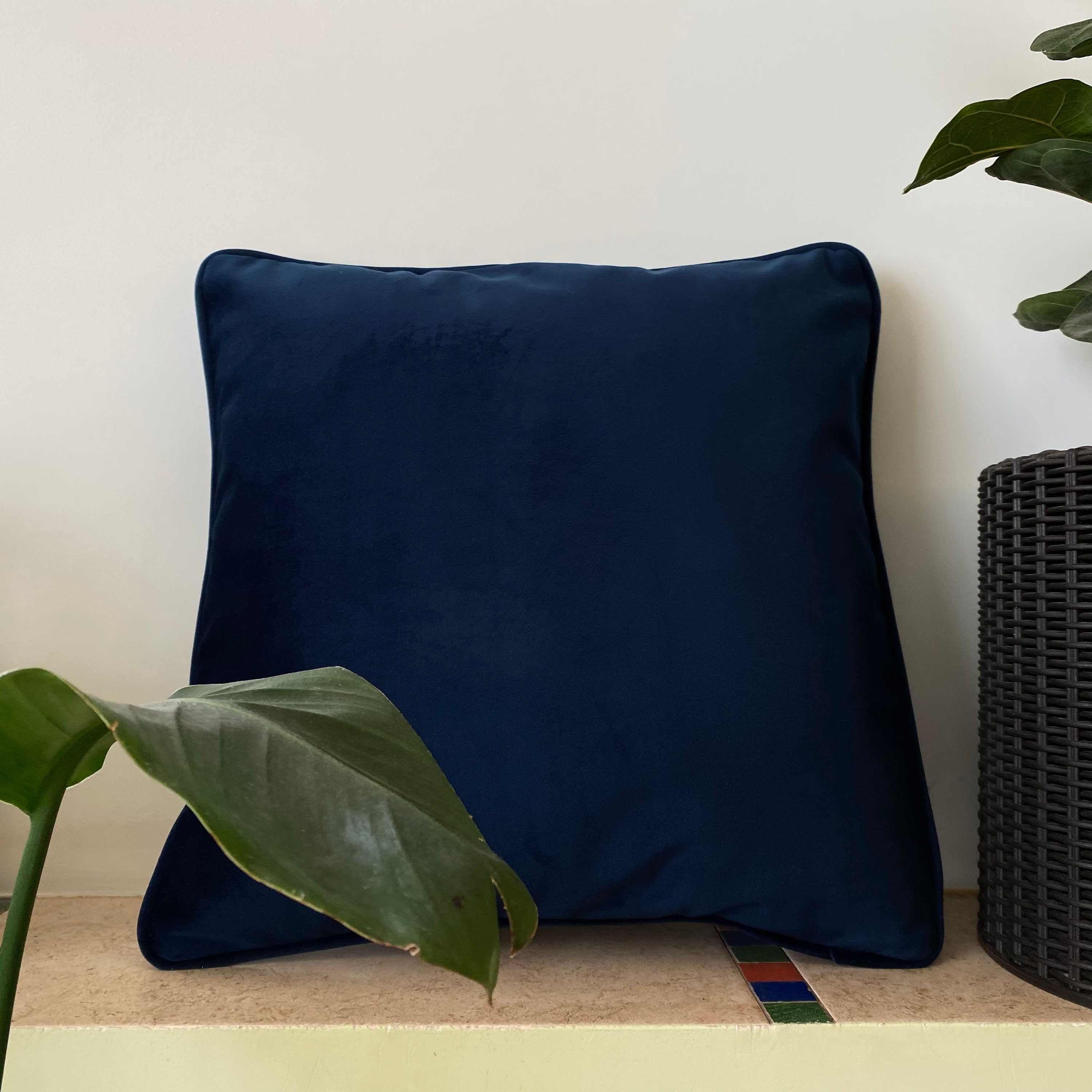 Navy Blue Velvet Pillow Covers Solid Blue Velvet Pillow Etsy