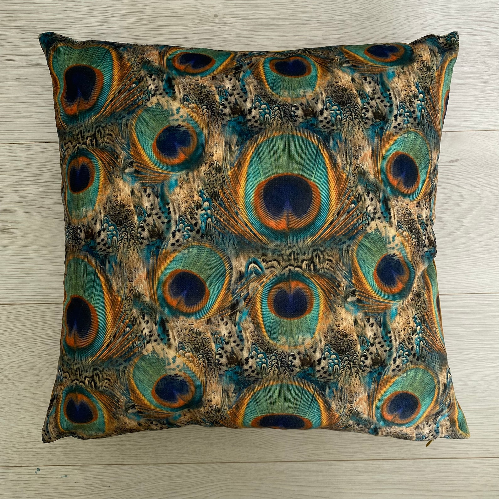 Peacock Feather Velvet Cushion Cover Green Peacock Feathers Etsy