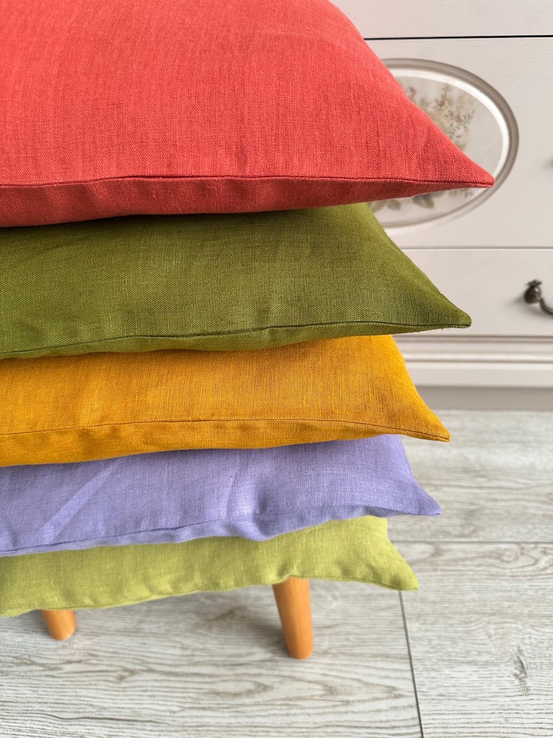 Washed Linen Pillowcase: Soft Breathable Natural Fiber Cover, 35x35, 50x50, 55x55, 60x60 image 14