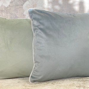 Light Mint Velvet Pillow Cover, Light Mint Velvet Cushion Cover, Decorative Rope Cushion Cover, 22x22, 14x14, 24x24, 26x26 image 6