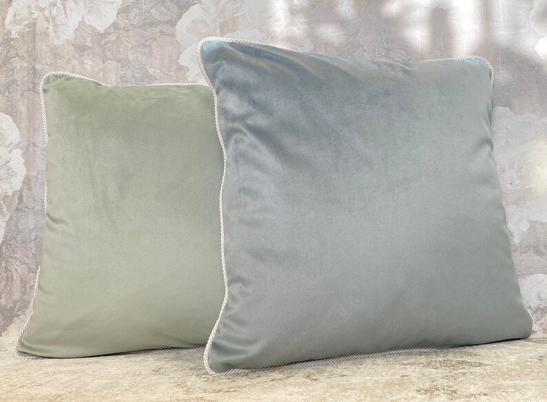 Light Mint Velvet Pillow Cover, Light Mint Velvet Cushion Cover, Decorative Rope Cushion Cover, 22x22, 14x14, 24x24, 26x26 image 6