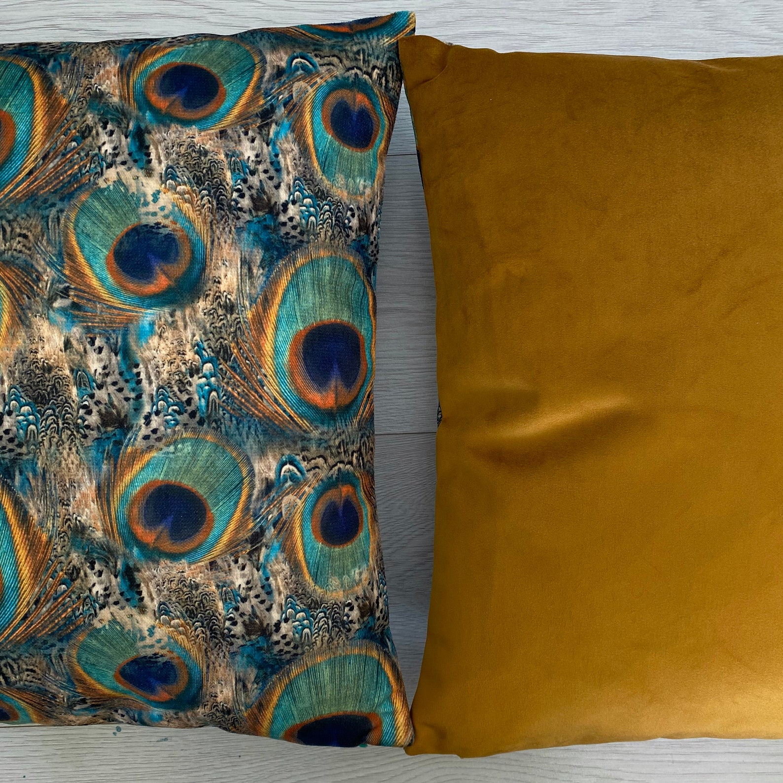 Peacock Feather Velvet Cushion Cover Green Peacock Feathers Etsy