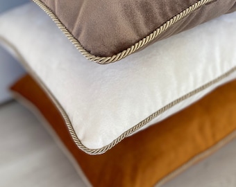 White Cream Velvet Pillow Cover , Orange rust Velvet Pillow Cover, Dusty Brown Velvet Pillow Cover, 20x20, 22x22, 24x24, 26x26