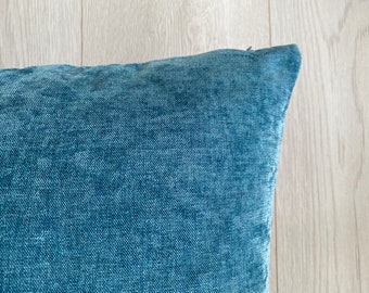 Turquoise Chenille Pillow Cover, Blue Chenille Pillow Various Sizes, Turquoise Lumbar Pillow, 14x14,  20x20,  22x22 , 24x24