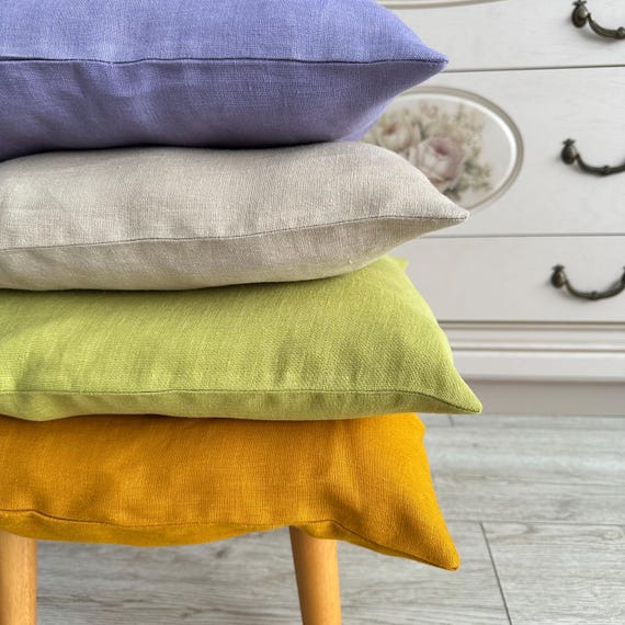 Washed Linen Pillowcase: Soft Breathable Natural Fiber Cover, 35x35, 50x50, 55x55, 60x60