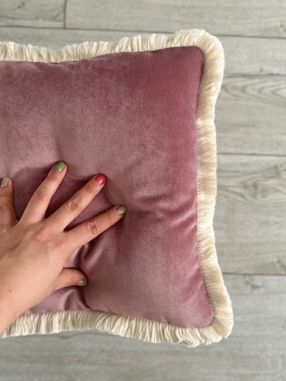Dusty Rose Velvet Pillow Cover With Decorative Fringe Boho Cushion Cover Dusty Pink Cushion 14x14 20x20 22x22 24x24 26x26 Etsy UK