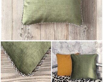 Moss green throw pillow cover , Thick textured velvet pillow, Green textured velvet cushion cover, 14x14, 20x20, 22x22, 24x24, 26 x26,