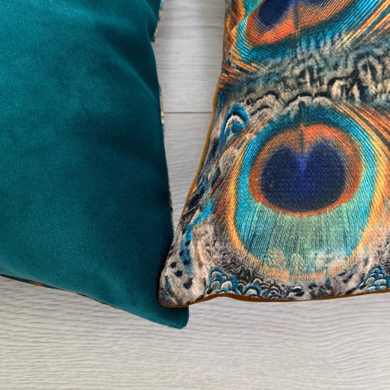 Peacock Feather Velvet Cushion Cover Green Peacock Feathers Etsy