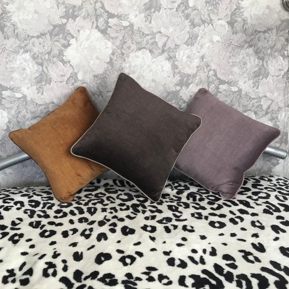 Dark Brown Textured Velvet Pillows Cover, Luxury Brown Velvet