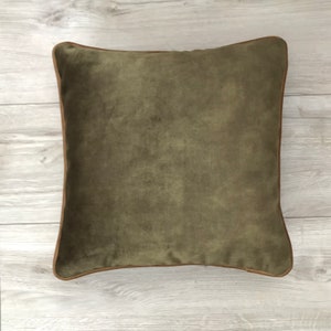 Dusty Chestnut Velvet Pillow Cover , Light Caramel Velvet Pillow Cover, Dusty Olive Green Velvet Pillow Cover, 20x20, 22x22, 24x24, 26x26 image 6