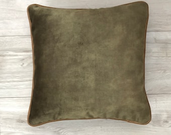 Thick Olive Green Velvet Pillow Cover: Decorative Sofa Cushion