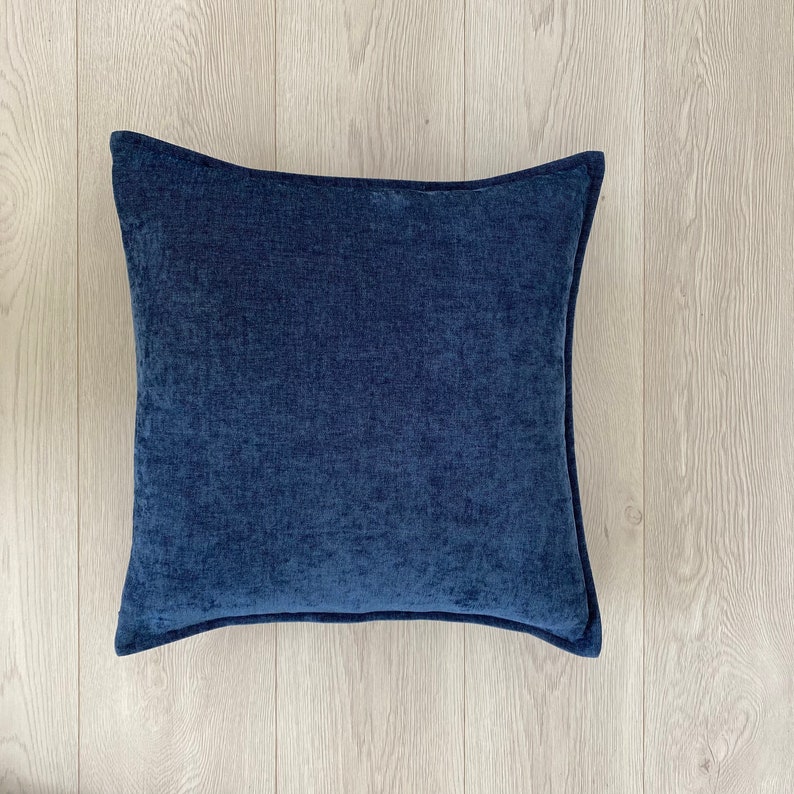 Denim Blue Chenille Pillow Cover Solid Blue Pillow Covers Etsy