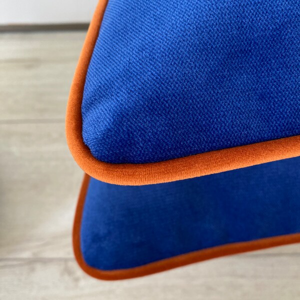 Housse de coussin bleu cobalt avec passepoil, taie d'oreiller bleue, passepoil plus de couleurs, 14 x 14, 22 x 22, 24 x 24, 26 x 26