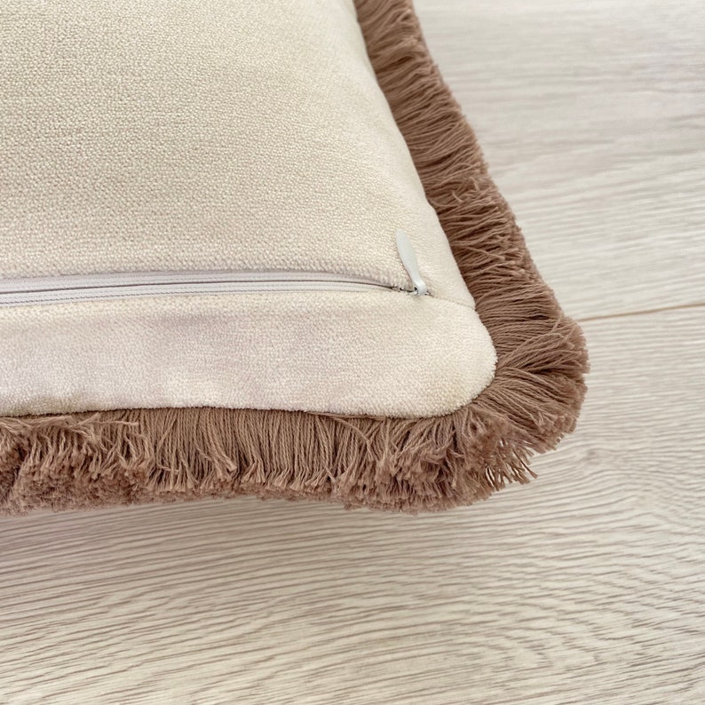 Cream Velvet Pillow Cover With Brown Fringe Boho Decorative Pillow Etsy cream-velvet-pillow-cover-with-brown-fringe-boho-decorative-pillow-etsy