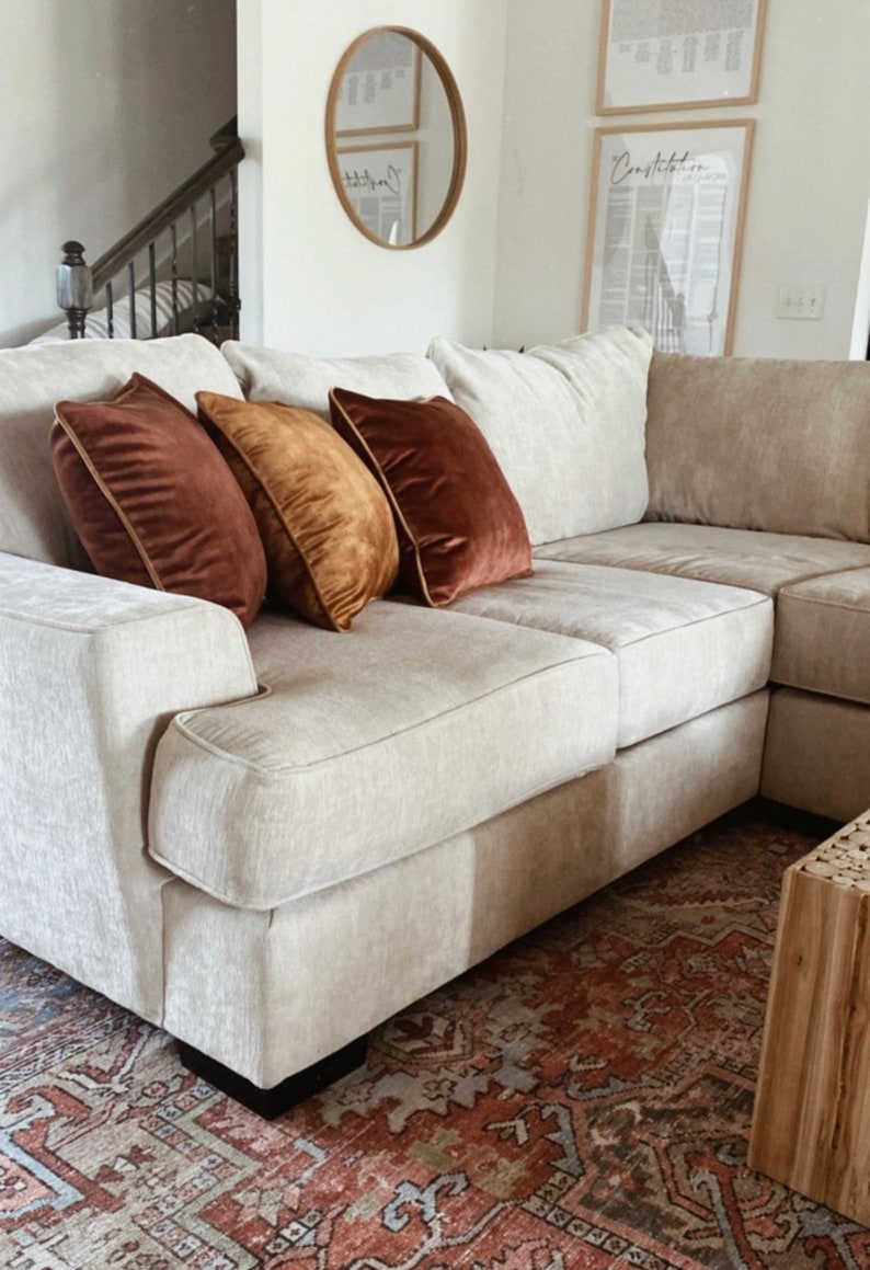 Dusty Chestnut Velvet Pillow Cover , Light Caramel Velvet Pillow Cover, Dusty Olive Green Velvet Pillow Cover, 20x20, 22x22, 24x24, 26x26 image 4