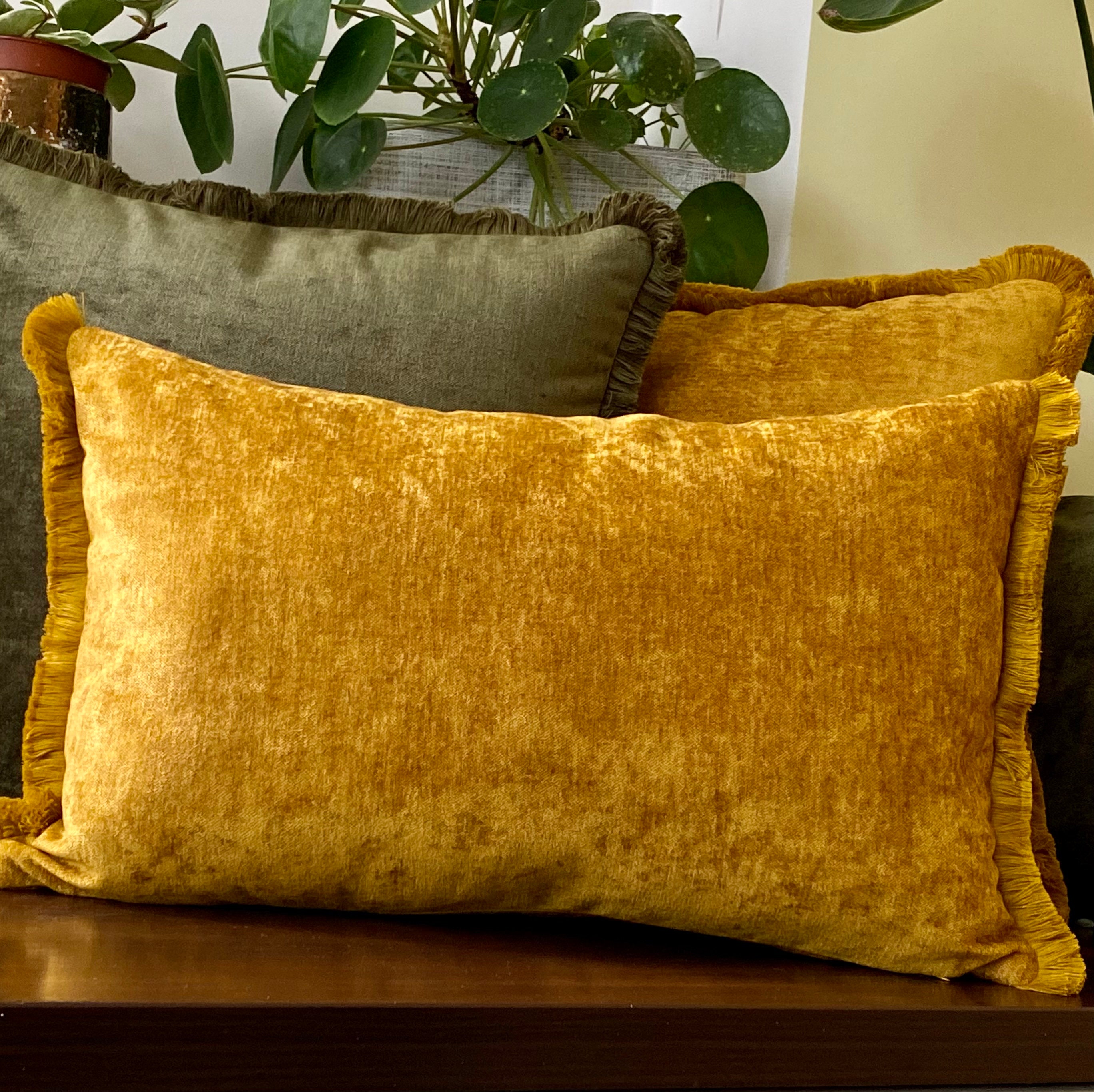 Gold Mustard Chenille Pillow Cover Green Moss Pillow Cover Etsy