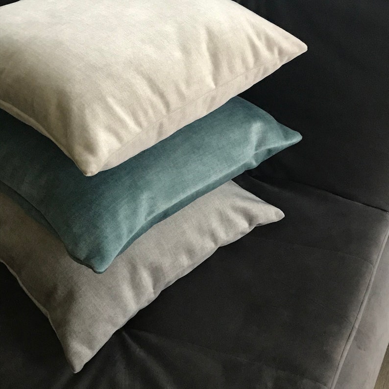 Very Soft Cushion Cover Light Grey Textured Velvet Pillow Etsy