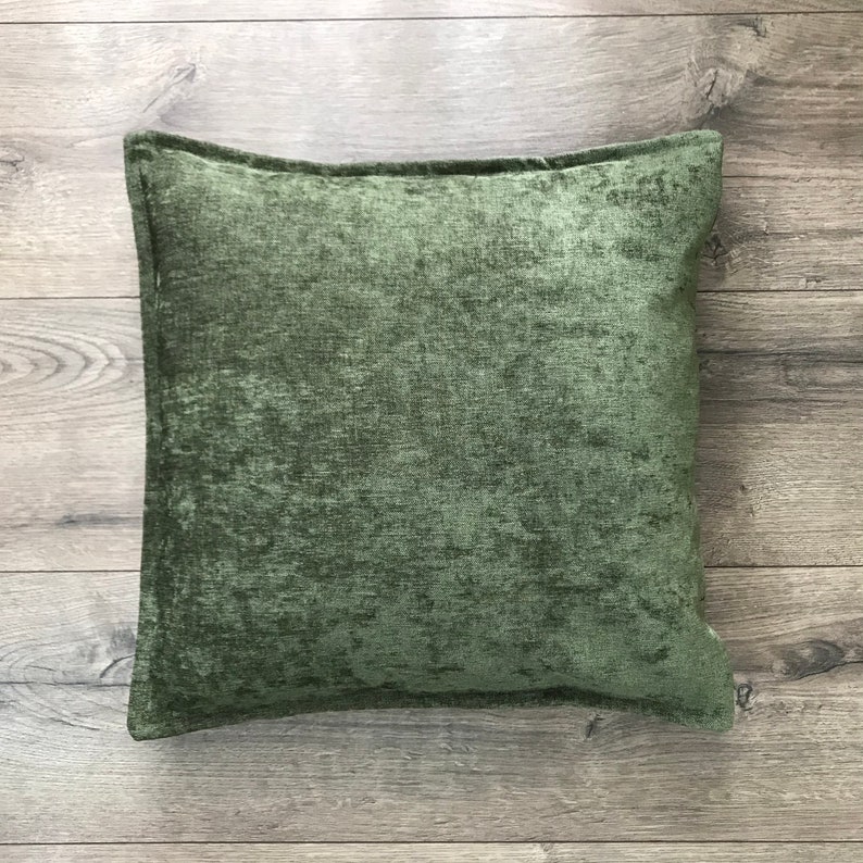 Dark Moss Green Pillow Cover Green Chenille Pillow 22x22 Etsy