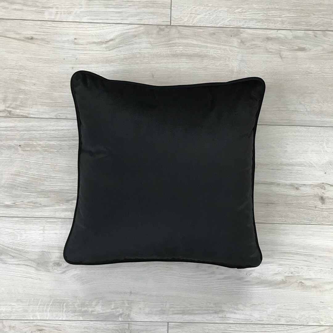 Black Velvet Pillow Cover With Piping Black Throw Pillow Etsy