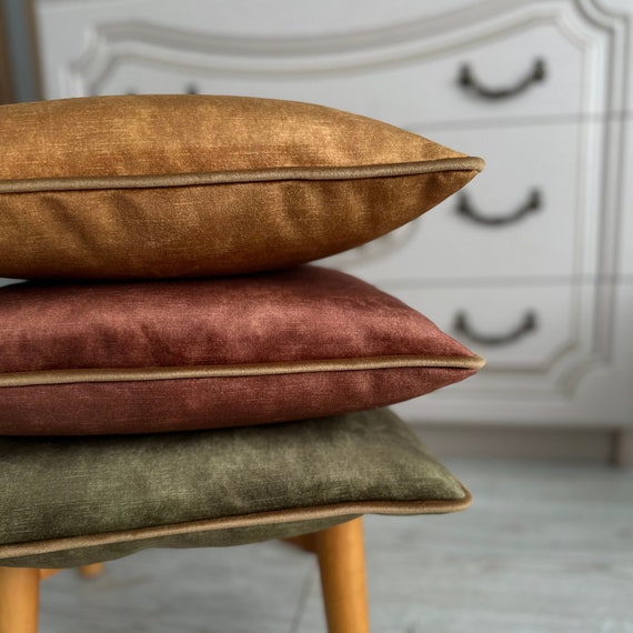 Dusty Chestnut Velvet Pillow Cover Light Caramel Velvet Pillow Cover Dusty Olive Green Velvet Pillow Cover 20x20 22x22 24x24 26x26 Etsy