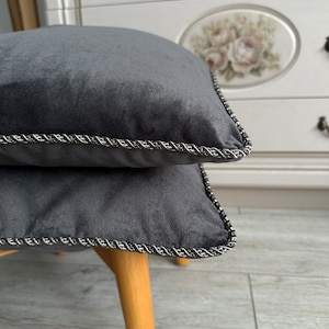 Charcoal gray velvet pillow cover | Luxury gray velvet pillow cover | Royal dark gray cushions cover, 14x14, 20x20, 22x22, 24x24, 26x26