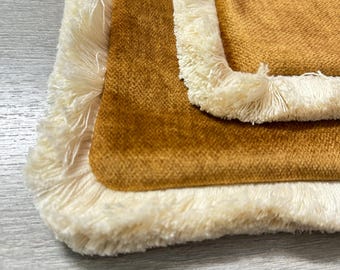 Thick Gold Copper Velvet Pillow Cover, Textured Velvet Pillow Cover With Fringe , Gold Copper Lumbar , 14x14, 20x20, 22x22, 24x24, 26x26