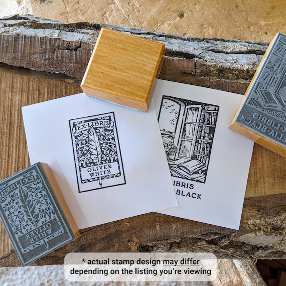 Personalized Library Book Stamp with Tree Theme | Custom Wooden Stamp for  Book Lovers | Add a Touch of Nature to Your Library Collection | Wooden