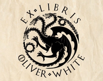 Timbre House Targaryen GoT Ex Libris, Timbre de livre personnalisé, Timbre en caoutchouc de bibliothèque personnalisé, Timbre en bois ex-libris, Cadeau pour les amateurs de livres