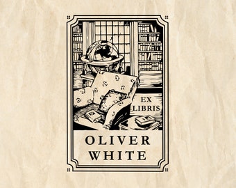 Fauteuil Reader Ex Libris Stamp, Custom Book Stamp, Gepersonaliseerde Bibliotheek Rubberstempel, Bookplate Houten Stempel, Cadeau voor boekenliefhebbers