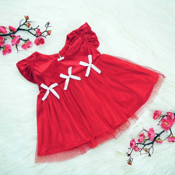 red velvet infant christmas dress