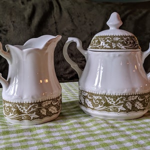 Vintage Cream and Sugar Dishes/1960s/Sterling Colonial English Ironstone/J&G Meakin/England/Lucerne/Antique/Cream Pitcher/Sugar Dish/Ceramic