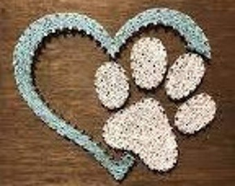 String Art DIY Kit/Paw Print Heart