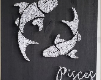 Zodiac Sign String Art/Pisces/wooden art