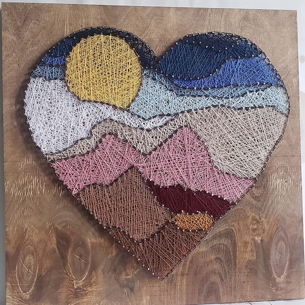 Pre-nailed String Art DIY Kit/Scenary Heart/Landscape