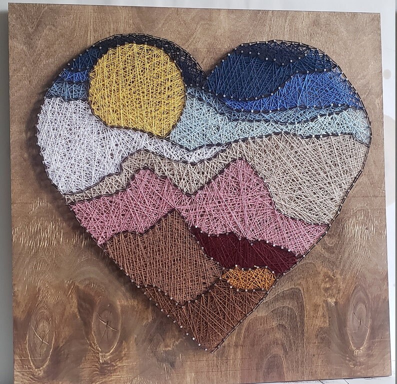 Pre-nailed String Art DIY Kit/Scenary Heart/Landscape