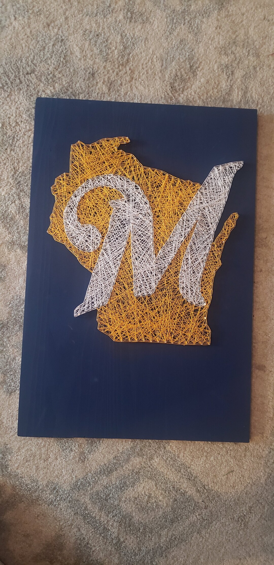 Wisconsin With Brewers Letter Logo/sports Wall Hanging/milwaukee ...