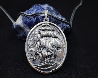 Silber Segelboot Schiff Herren Halskette,Wikinger Piratenschiff Halskette,Schiff Anhänger für Männer,Seemann Schmuck,Geschenk für Seemann,Weihnachtsgeschenk für Ihn