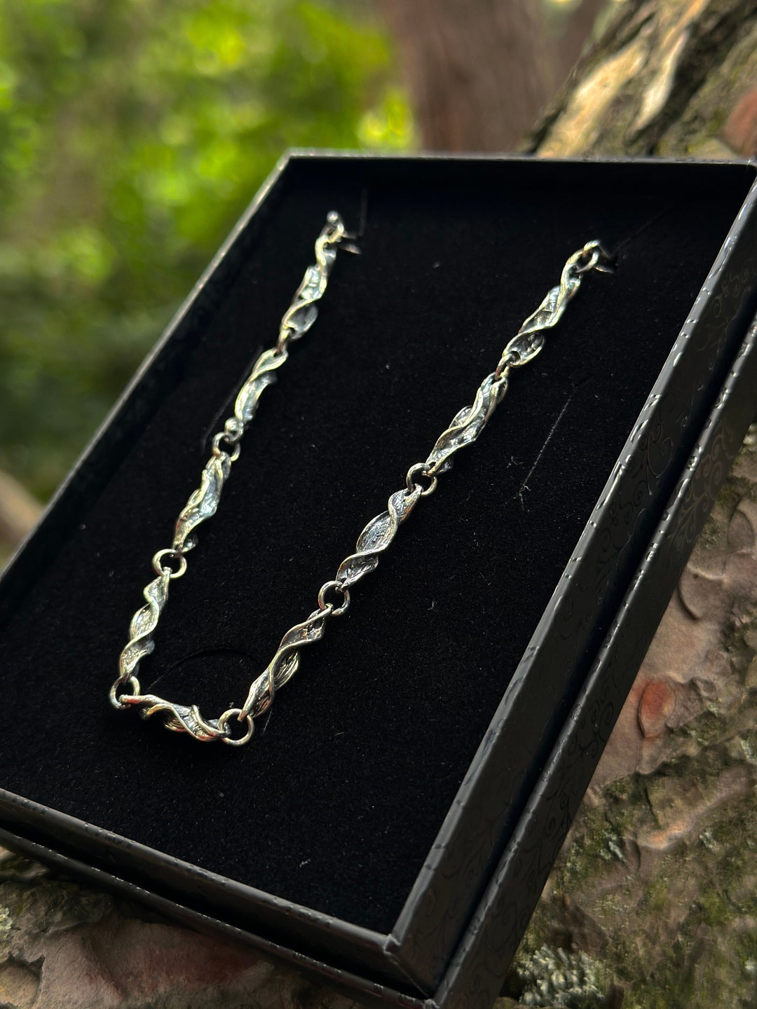Sterling Silver Twisted Chain Necklace,silver Unique Chain Necklace