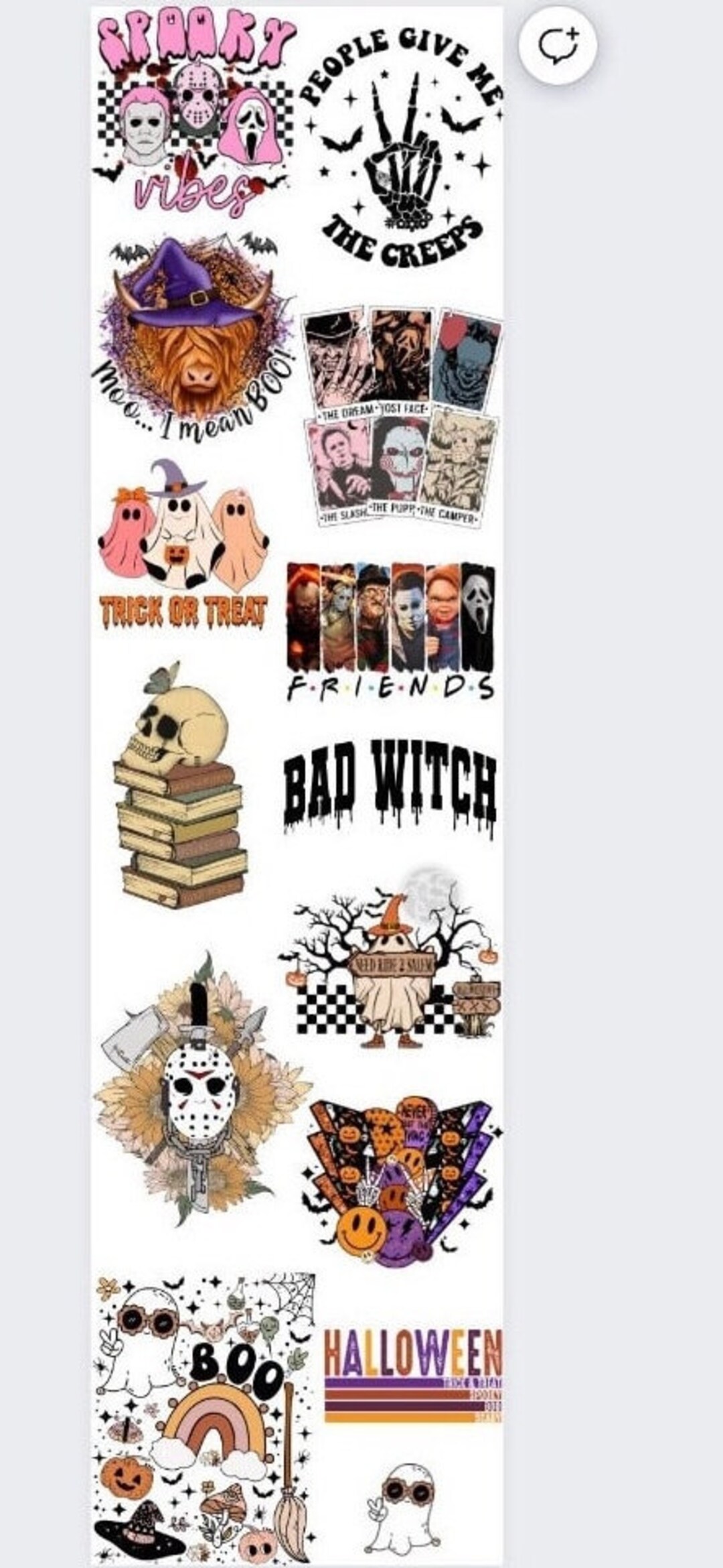 Halloween Design 2 Premade Gang Sheet84 Inches DTF Transfer Ready to