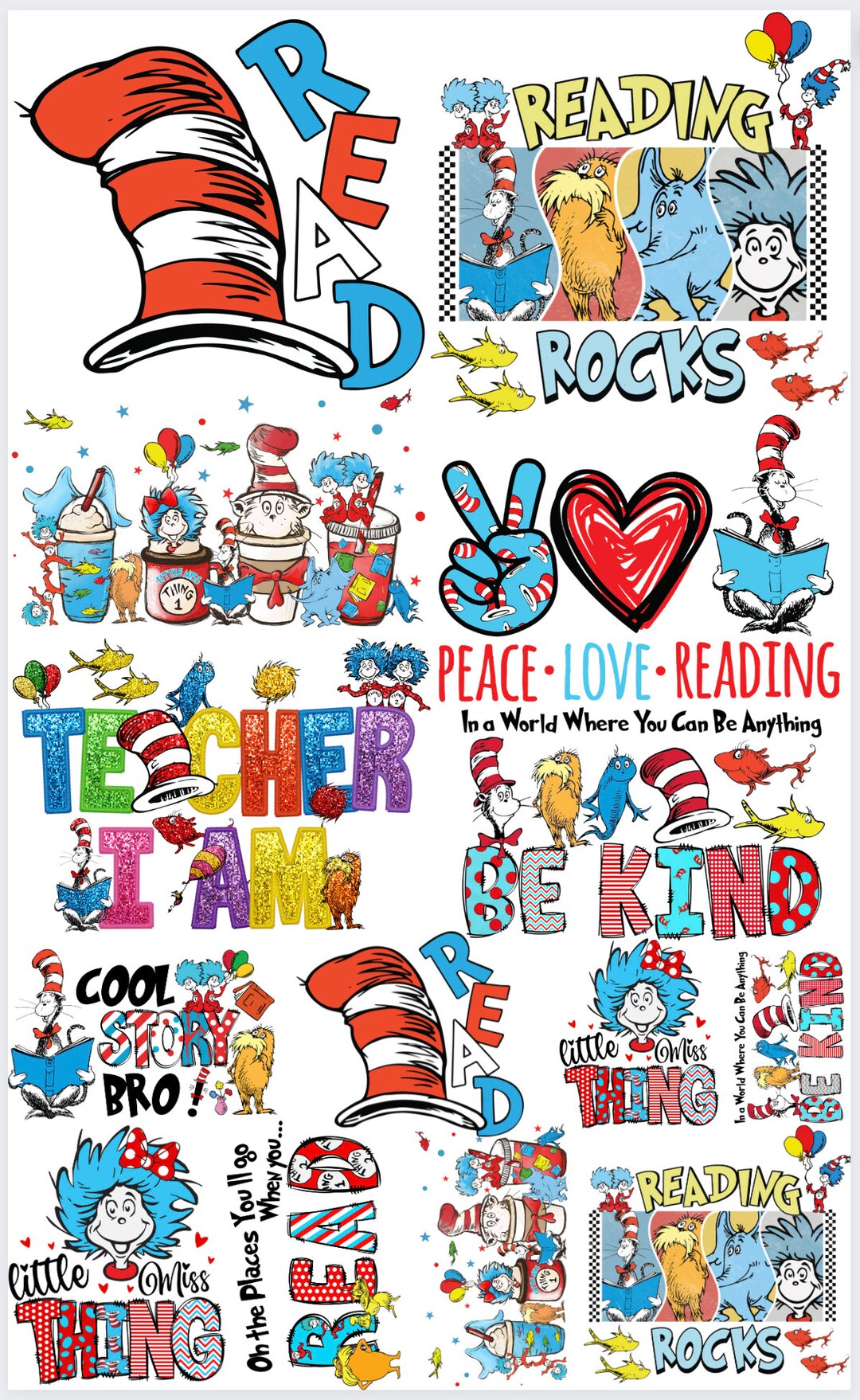 Read Dr Seuss -36 Inches- DTF Transfer Ready to Press -24 Hour ...