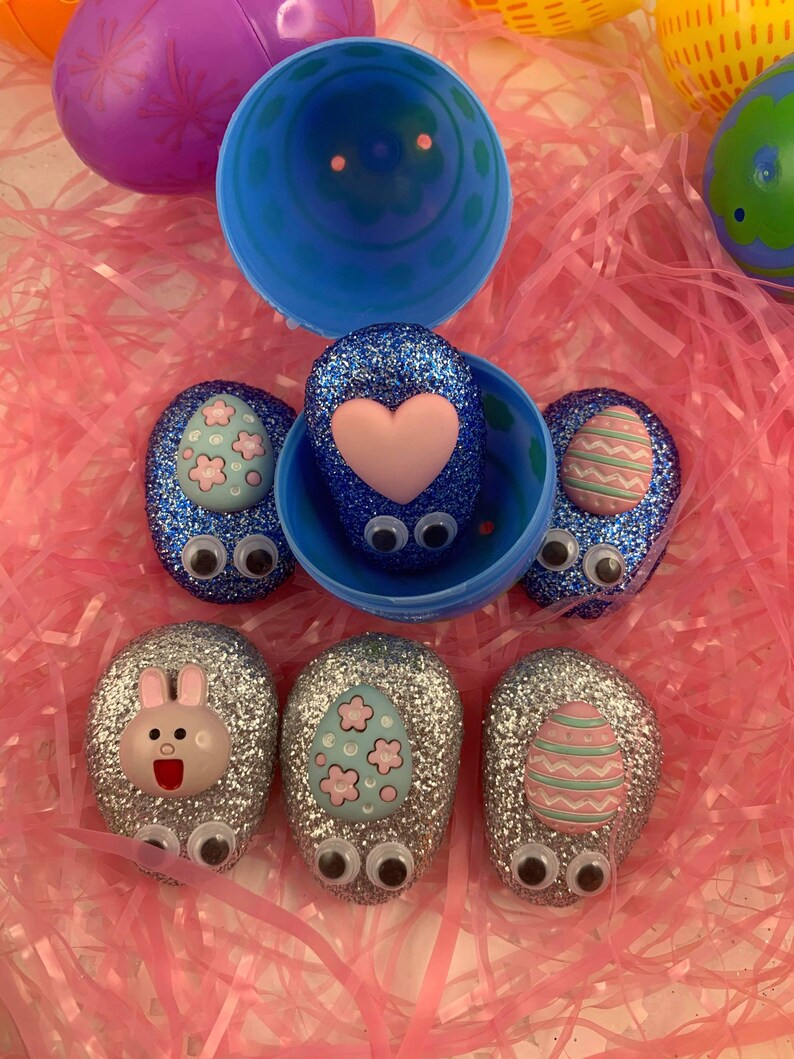Easter Egg Fillers Easter Pet Rocks Easter Egg Hunt Goodies Easter Gifts for Kids Easter Basket Goodies
