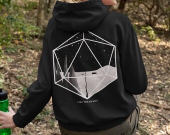 Journey D20 Unisex Zip Up Lightweight Hoodie | Dungeons and Dragons Hoodie | Dnd gift | DnD Shirt | D20