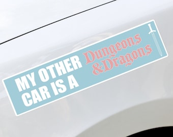 My Other Car is A Dungeons & Dragons - DnD Bumper Sticker- Blue Variant | Dungeons and dragons sticker | DnD Gift