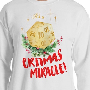 CRITMAS MIRACLE DnD Sweatshirt| Funny Christmas Sweatshirt | Christmas Sweater | Dungeons and dragons | Dnd