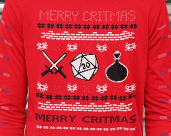 DnD Christmas långärmad t-shirt | Dnd Jul | dnd t-shirt | Presenter till honom | Dungeons and Dragons | Spelpresent